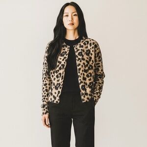 Apt. 9 Cashmere Leopard Print Cardigan Sweater